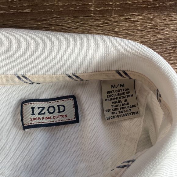Bundle of 2 Mens Medium IZOD Pima Cotton Polo Shirts Blue & White - Picture 12 of 12